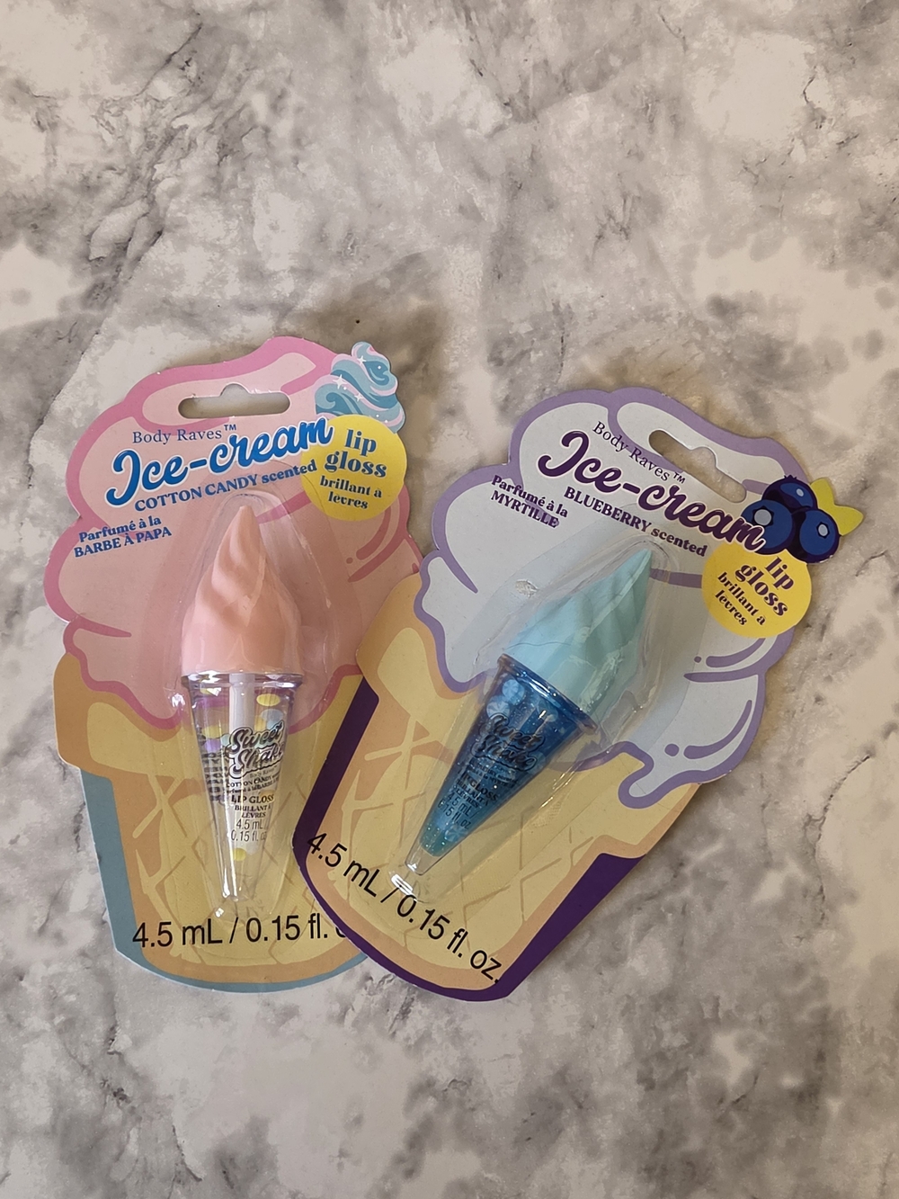 Ice-Cream Lip Gloss - Cotton Candy Pink & Blueberry Blue Set